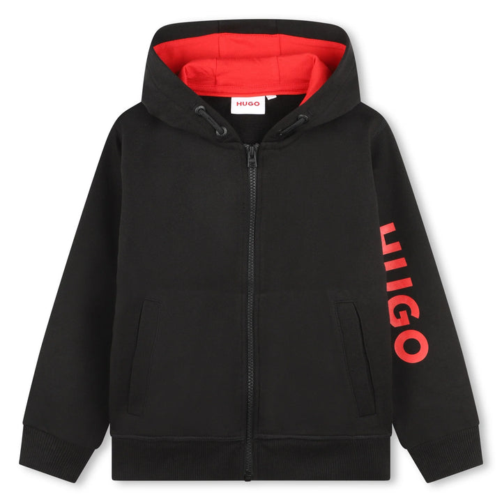 HUGO Kids Black Zip Up Hoodie - 12Y