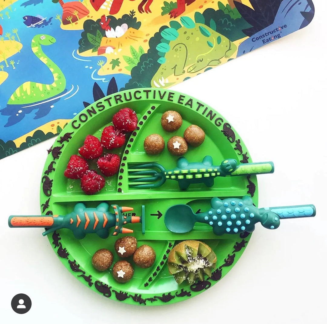 Constructive Eating - Dino Utensils & Plate Combo