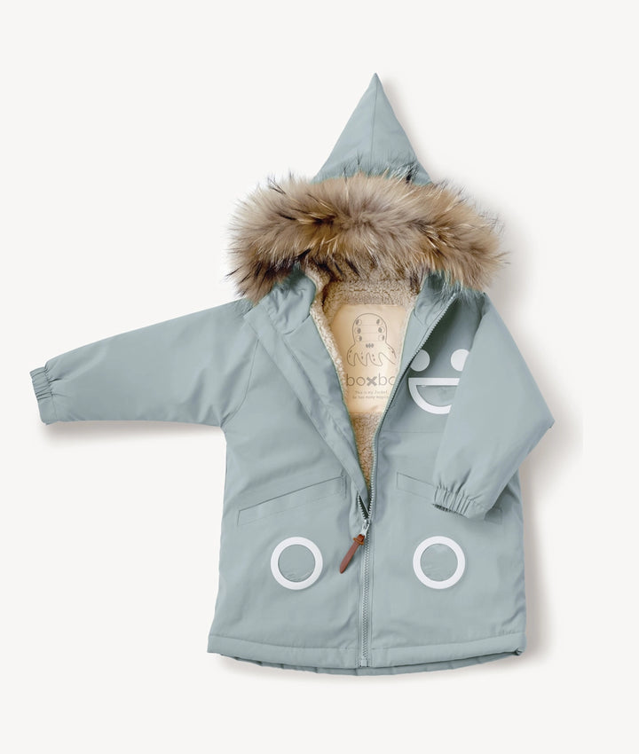 BOXBO Kids Mid-Length Waterproof & Snowproof Winter Coat - Misty Ice Blue