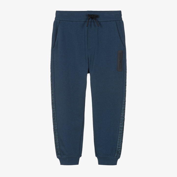 Emporio Armani Junior Boys Blue Cotton Joggers - 6Y