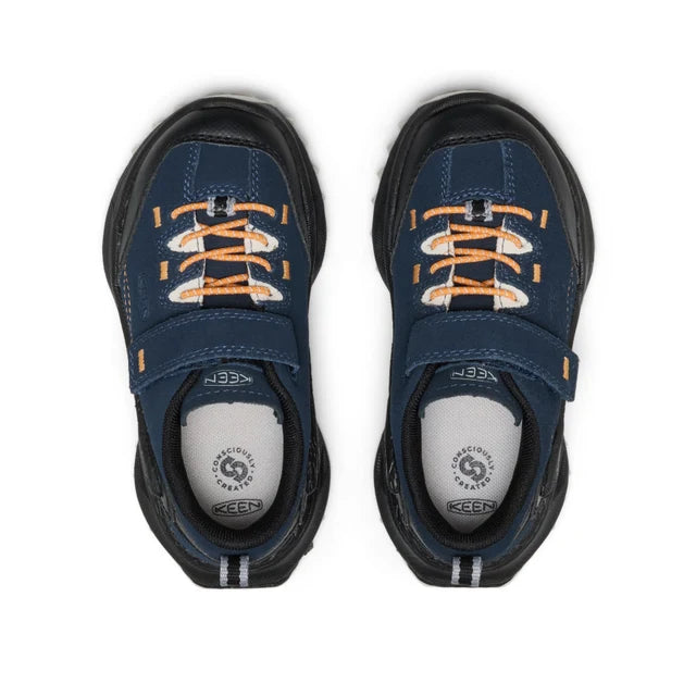 >KEEN Kids Jasper Zionic All-Terrain Traction Sneaker - NAVAL ACADEMY/FLAME ORANGE