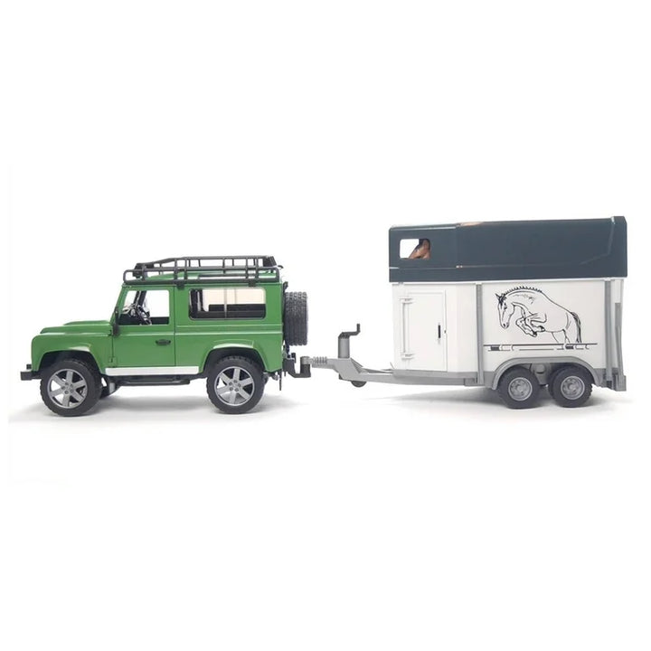 >Bruder 02592 Land Rover Station Wagon w Horse Trailer & horse