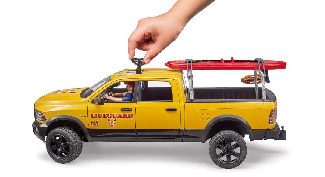 >Bruder 02506 RAM 2500 Power Wagon Lifeguard w/ Figure, Stand-up Paddle and Light + Sound Module