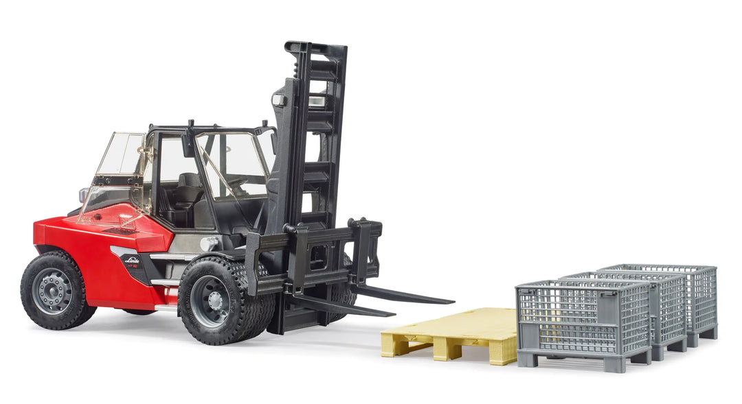 >Bruder 02513 Linde HT160 Forklift w/ Pallet and 3 Pallet Cages 16.9 x 7.1 x 9.9 inch