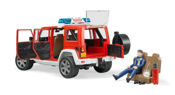 >Bruder 02528 Jeep Rubicon Fire Vehicle with Fireman