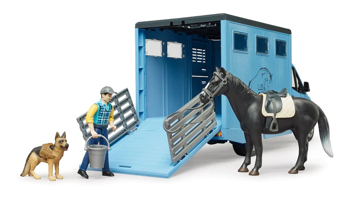 >Bruder 02674 MB Sprinter Animal Transporter w/ 1 Horse 17.9 x 6.7 x 8.7 inch