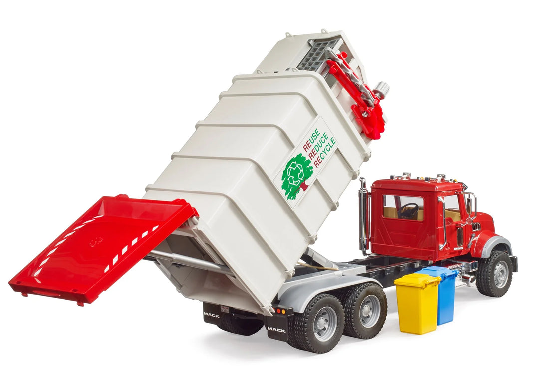 >Bruder 02811 MACK Granite Side loading garbage truck 23.6 x 7.3 x 10.2 inch