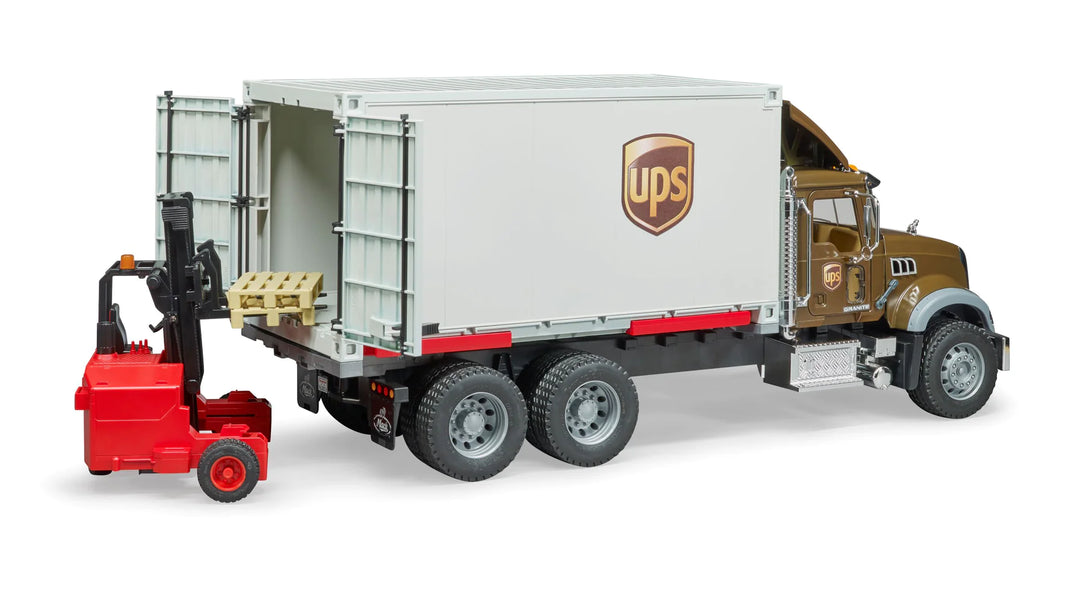 >Bruder 02828 MACK Granite UPS Logistics Truck and Forklift