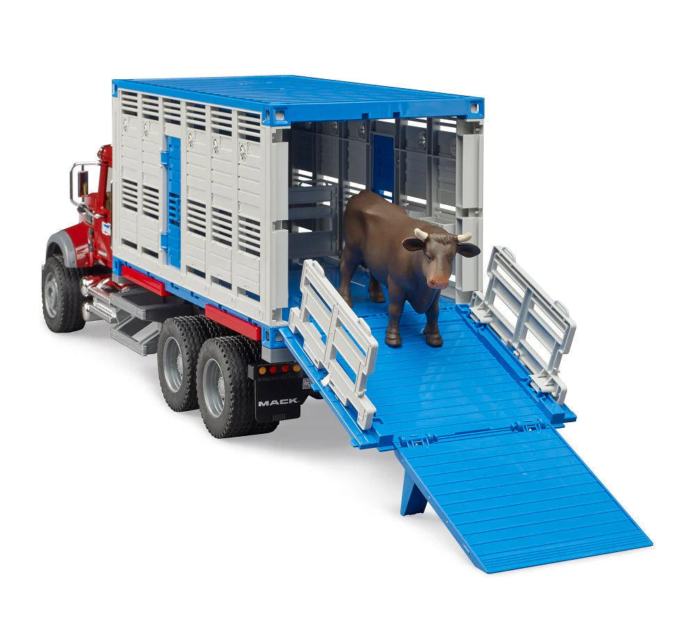 >Bruder 02830 MACK Granite Cattle transport w 1 cattle