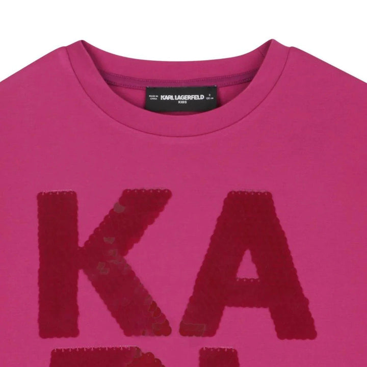 Karl Lagerfeld Kids Girls Fuchsia Sweatshirt with Sequin Logo - 8Y