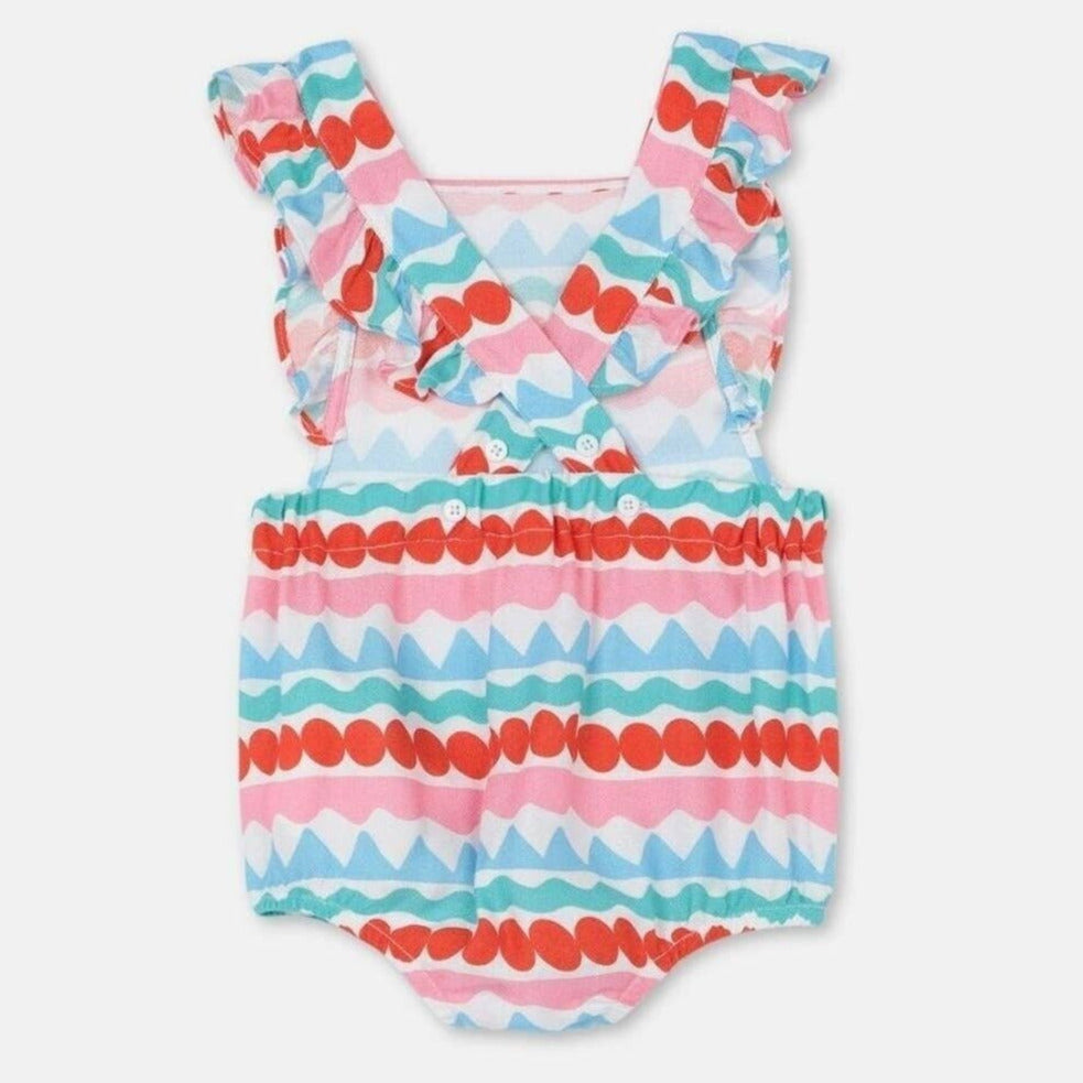 STELLA MCCARTNEY Baby Girl Ruffled Tricolor Stripes All in One Swimming Bodysuit - 3Y