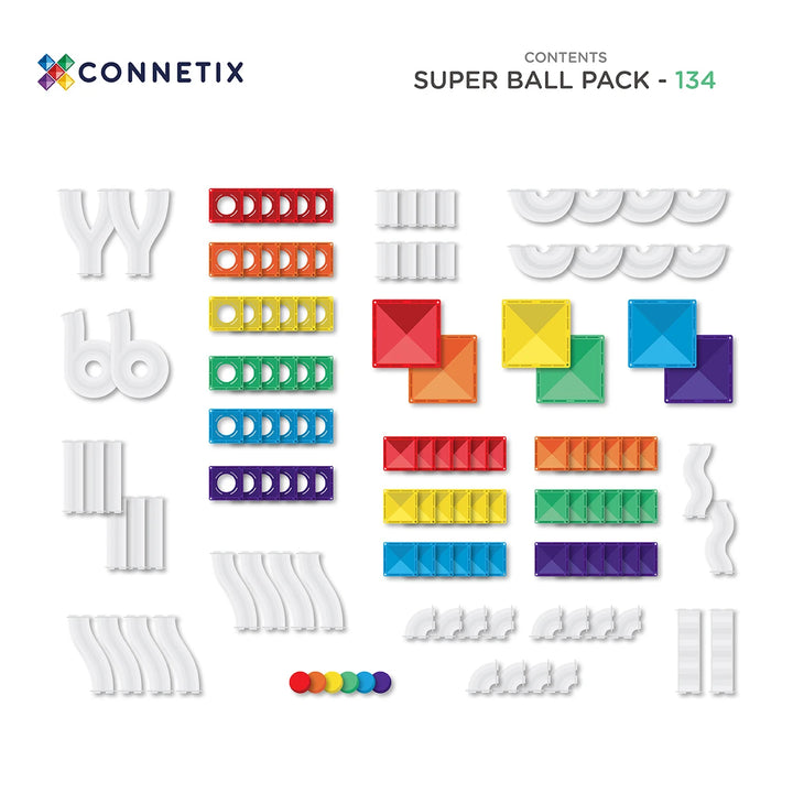 >CONNETIX Rainbow Tiles - 134 Pieces Super Ball Run