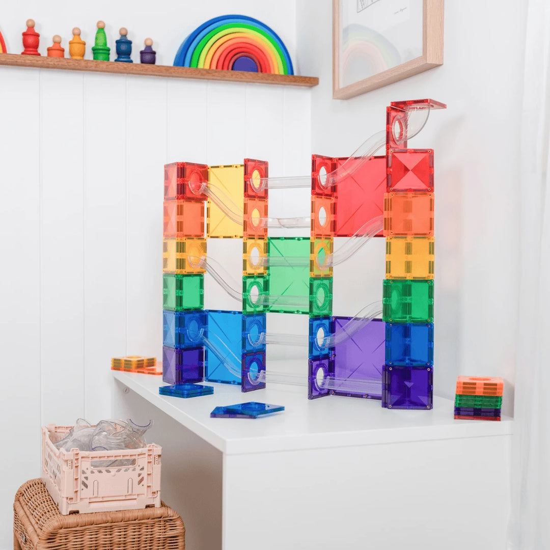 >CONNETIX Rainbow Tiles - 134 Pieces Super Ball Run