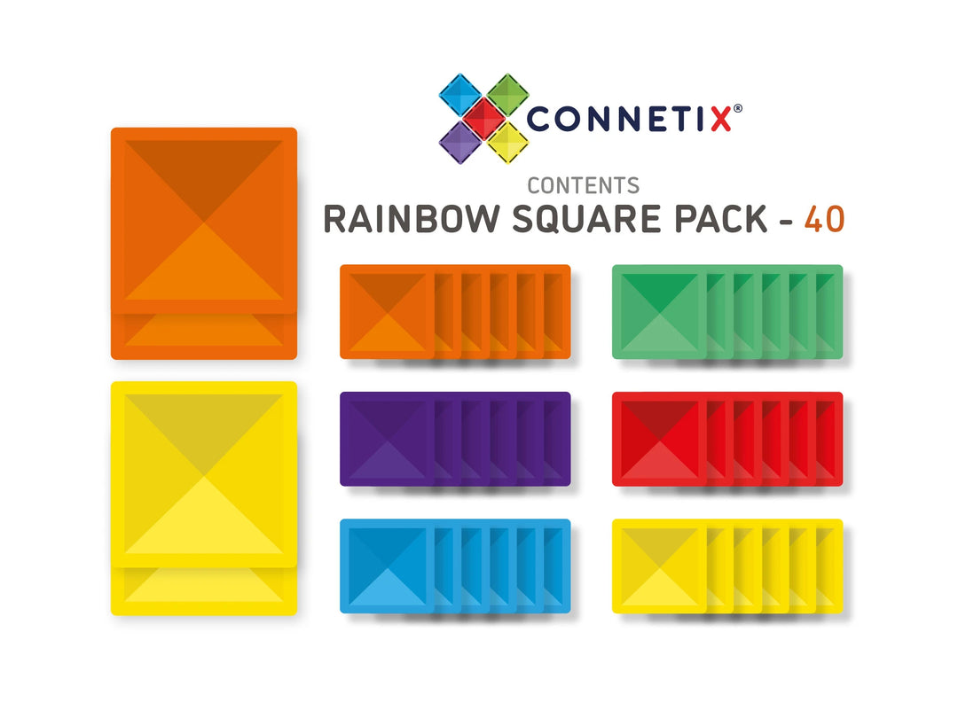 >CONNETIX Rainbow Tiles - 40 Pieces Rainbow Square Pack