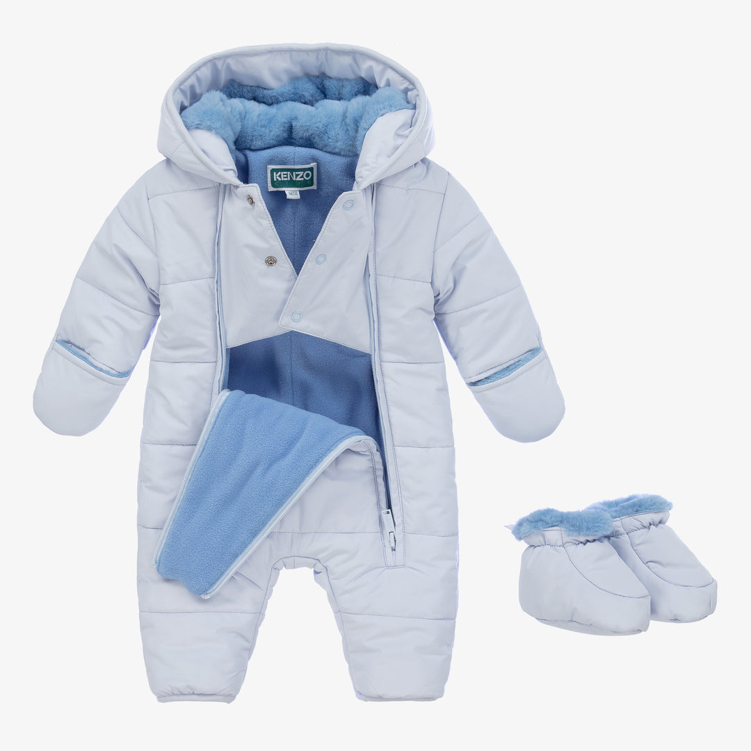 Kenzo Baby Blue Elephant Puffer Baby Snowsuit - 3M