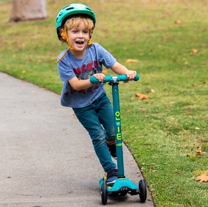 Micro Kids Maxi Deluxe Foldable LED Scooter - Berry Red [Age 5-12]