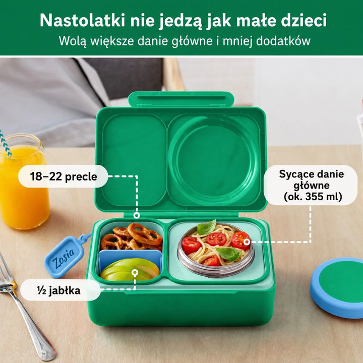 >OmieBox UP Lunch Box with Fork, Spoon + Pod Set - Jade Green 9Y+