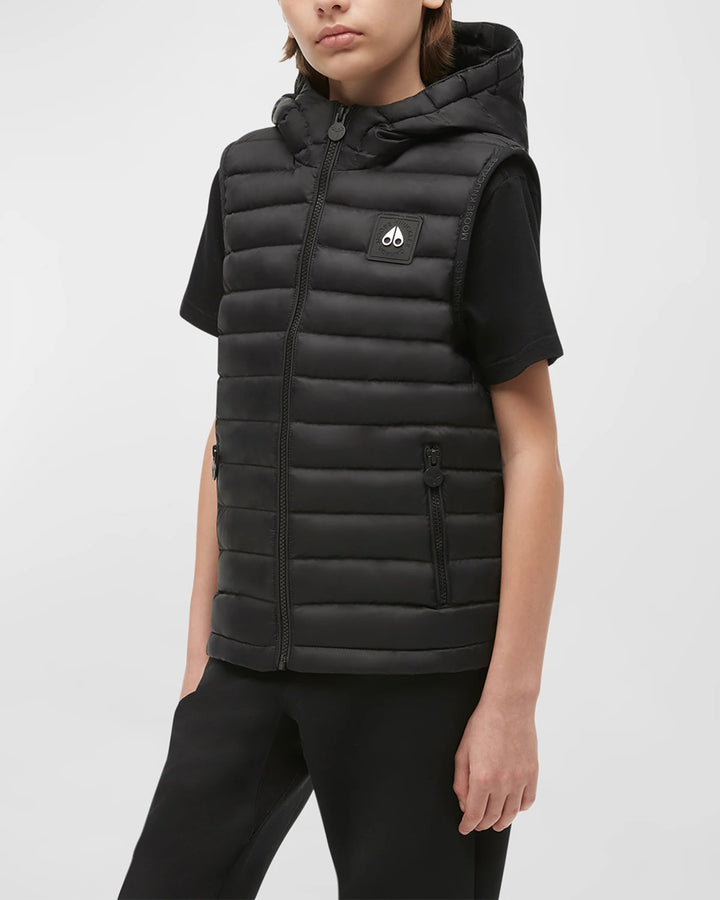 Moose Knuckles Kids Air Down Black Vest With Zip Pockets