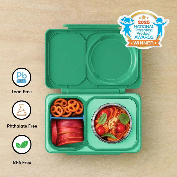 >OmieBox UP Lunch Box with Fork, Spoon + Pod Set - Jade Green 9Y+