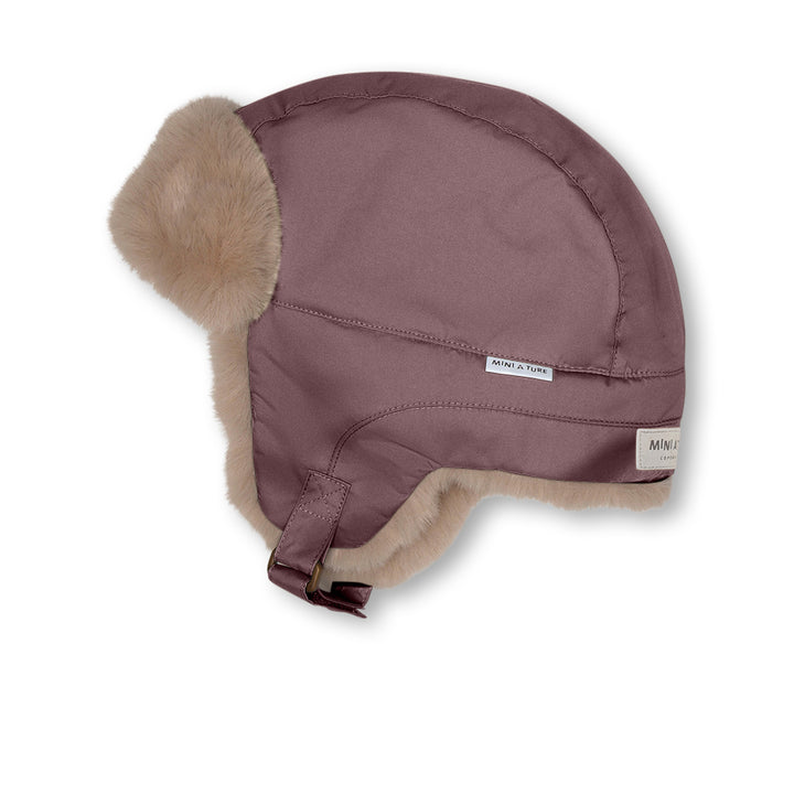 >MINI A TURE Kids CRISTER Teddy Lined Winter Hood - Peppercorn Plum