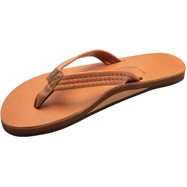 Rainbow Women‘s Premium Leather Flip-Flops Sandals - Tan Brown