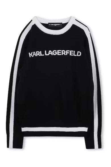 Karl Lagerfeld Kids Logo-Intarsia Sweater Black/White - 8Y