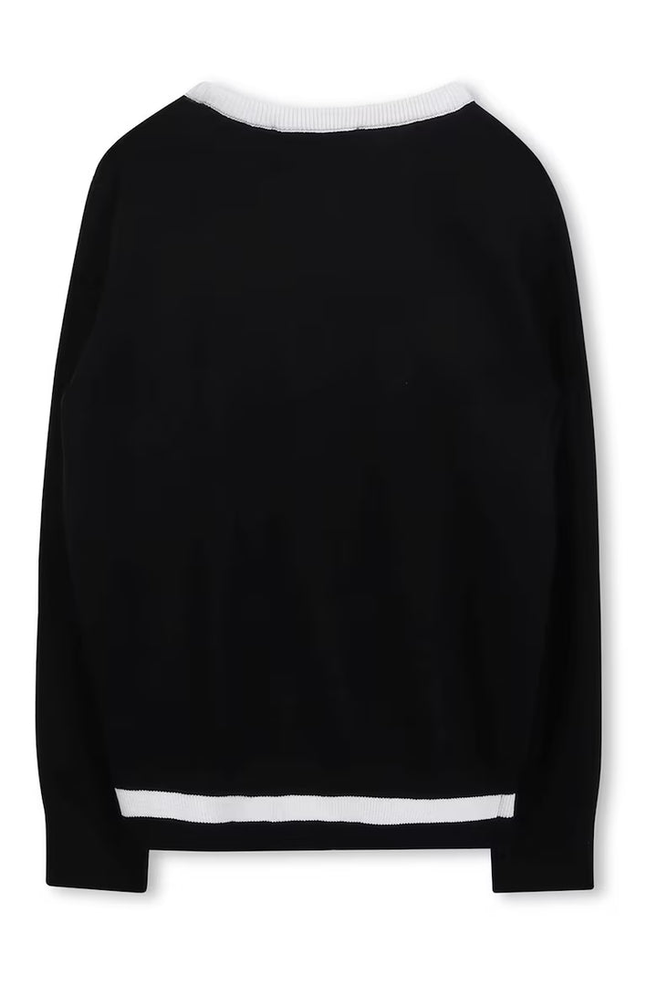 Karl Lagerfeld Kids Logo-Intarsia Sweater Black/White - 8Y