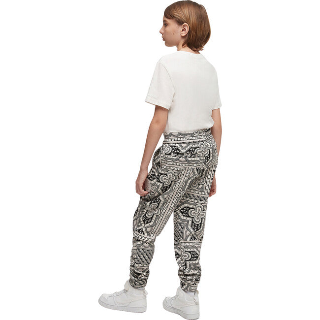 Moose Knuckles Kids Kennedy Printed Joggers w/ Ankle Cuffs - Grey