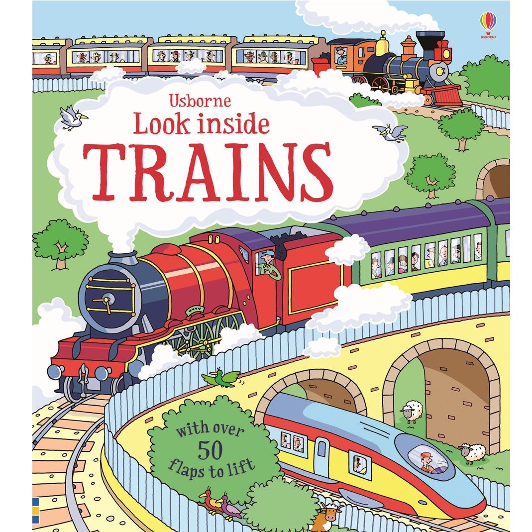 USBORNE Look Inside Trains (5Yr&Up, Board book)