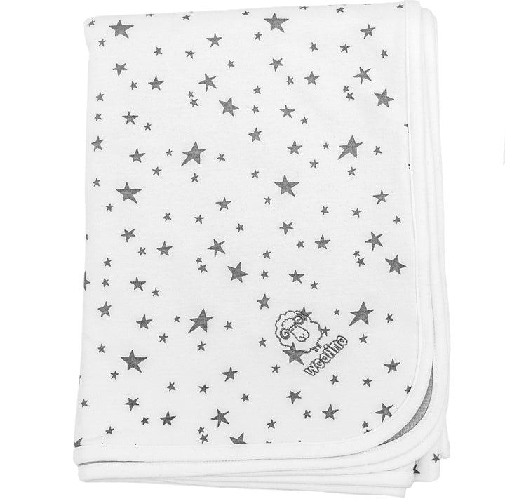 Woolino Toddler Blanket 4 Season Merino Wool Blanket 52.5" x 40" - Star White