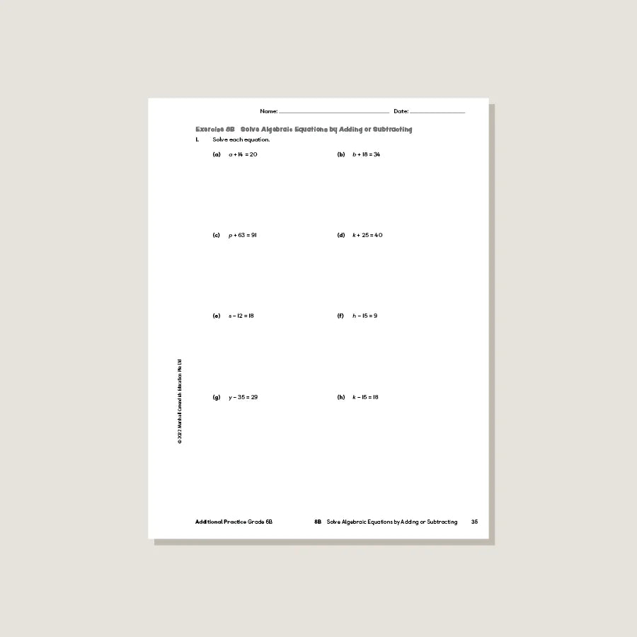 >Singapore Math Primary Mathematics Additional Practice 6B