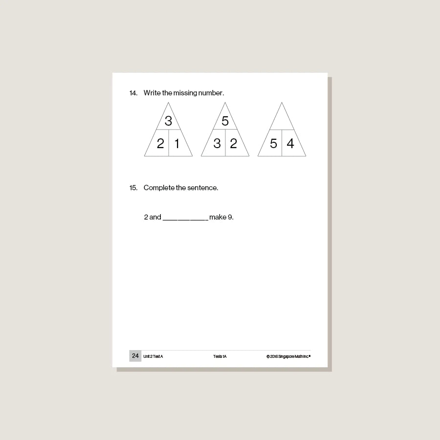 >Singapore Math Primary Mathematics Common Core Edition Tests 1A