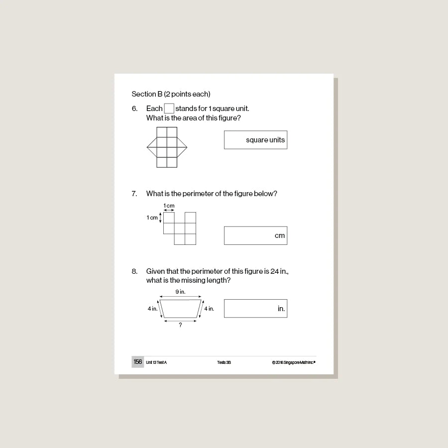 >Singapore Math Primary Mathematics Common Core Edition Tests 3B