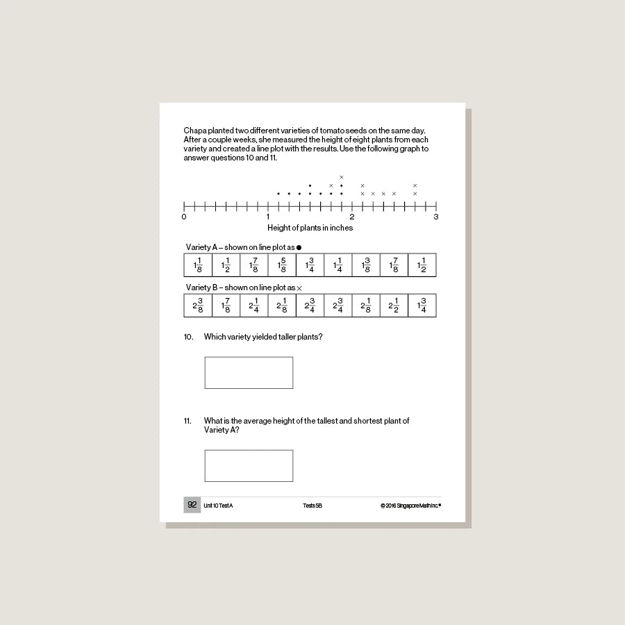 >Singapore Math Primary Mathematics Common Core Edition Tests 5B