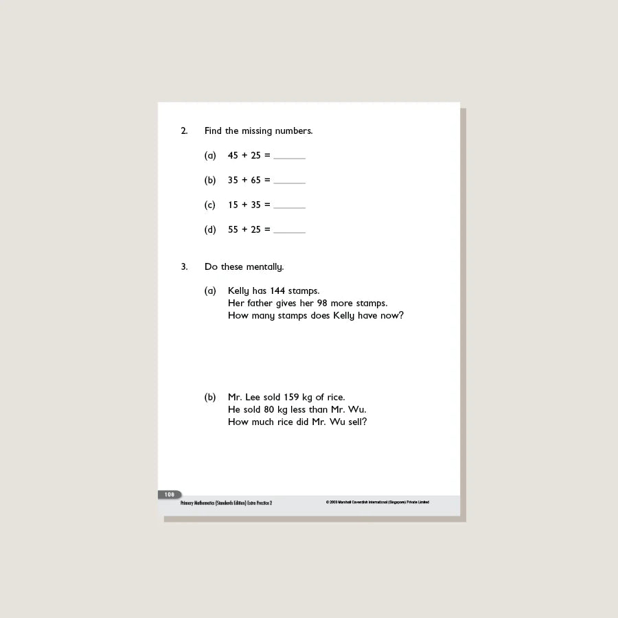 >Singapore Math Primary Mathematics Extra Practice Grade 2