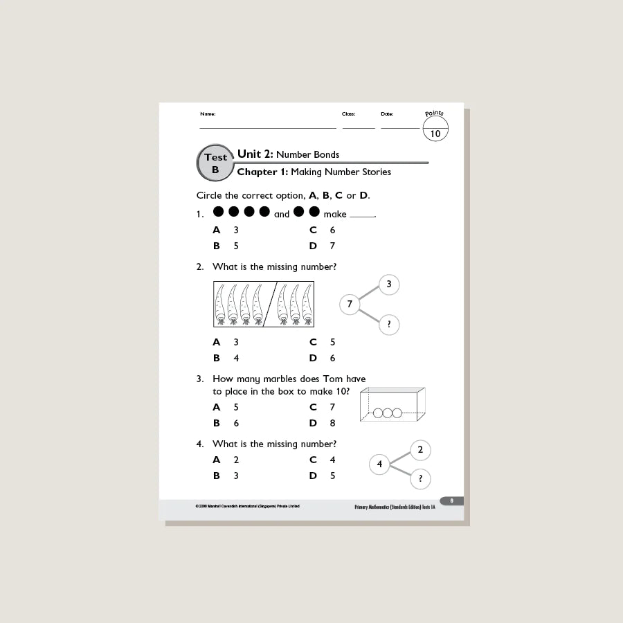 >Singapore Math Primary Mathematics Standards Edition Tests 1A