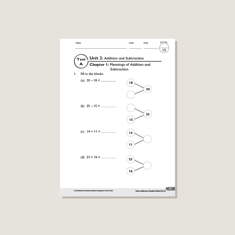 >Singapore Math Primary Mathematics Standards Edition Tests 2A