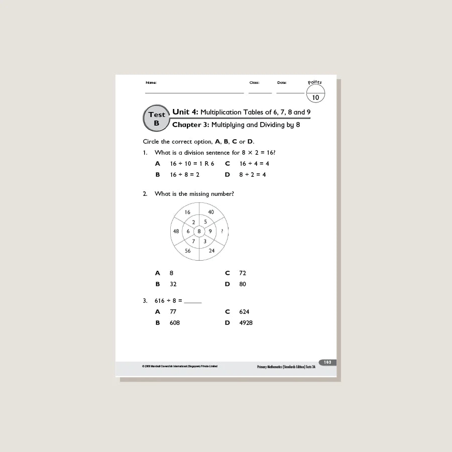 >Singapore Math Primary Mathematics Standards Edition Tests 3A