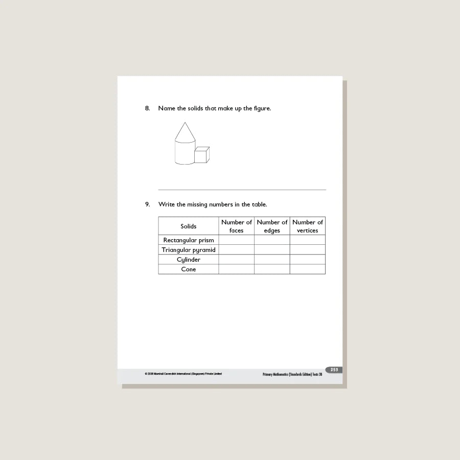 >Singapore Math Primary Mathematics Standards Edition Tests 3B