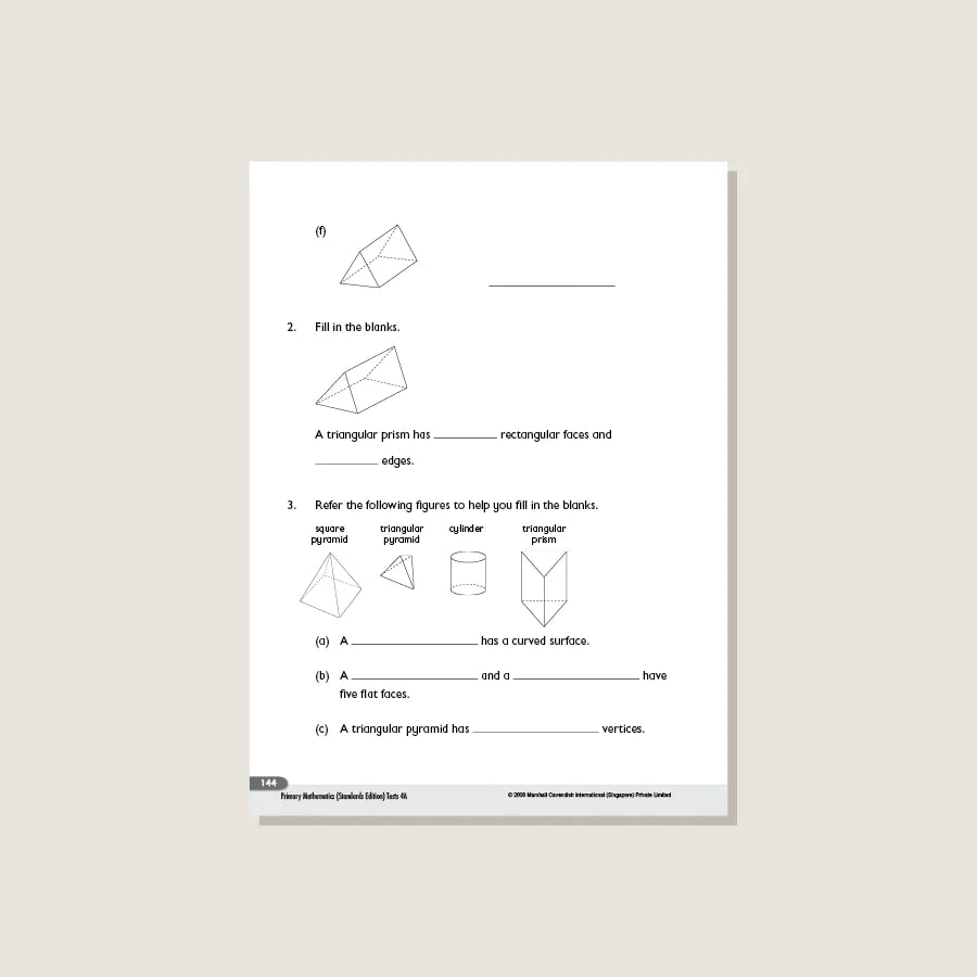 Singapore Math Primary Mathematics Standards Edition Tests 4B