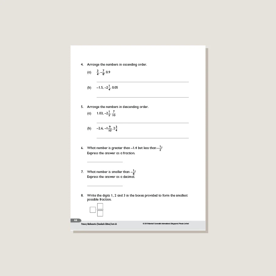 >Singapore Math Primary Mathematics Standards Edition Tests 6A