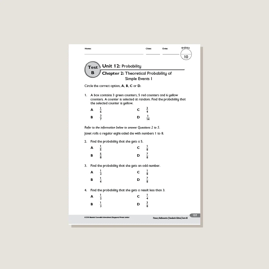 >Singapore Math Primary Mathematics Standards Edition Tests 6B