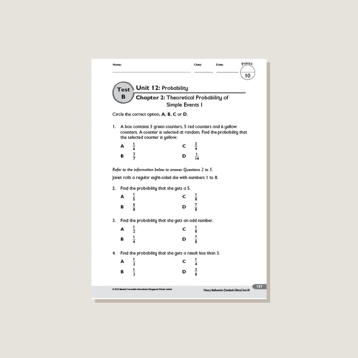 >Singapore Math Primary Mathematics Standards Edition Tests 6B