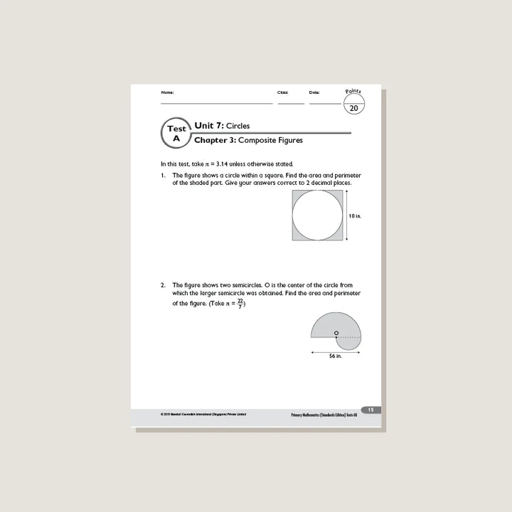 >Singapore Math Primary Mathematics Standards Edition Tests 6B