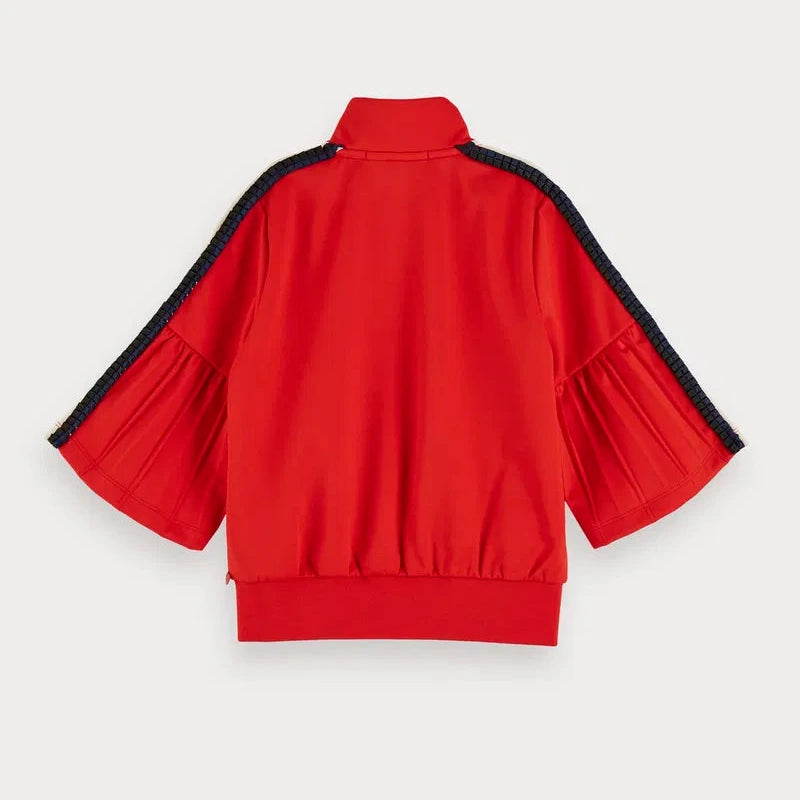 SCOTCH & SODA Kids Girl 3/4 Sleeve Pleated Zip Up Sweatshirt