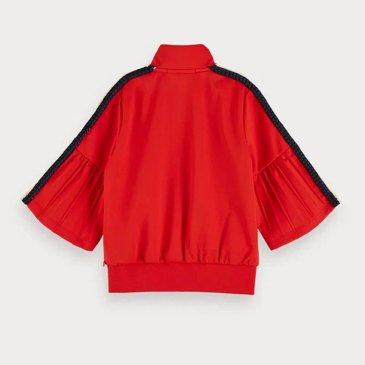 SCOTCH & SODA Kids Girl 3/4 Sleeve Pleated Zip Up Sweatshirt