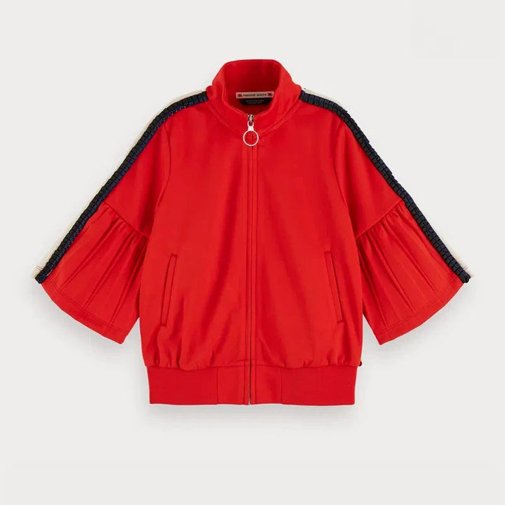 SCOTCH & SODA Kids Girl 3/4 Sleeve Pleated Zip Up Sweatshirt
