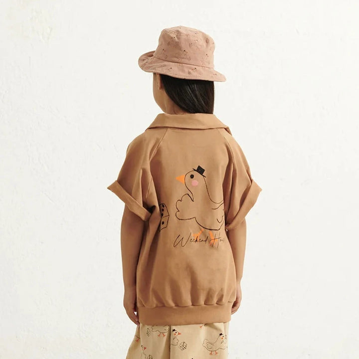 WEEKEND HOUSE KIDS GOOSE Short Sleeve Sweatshirt - Camel