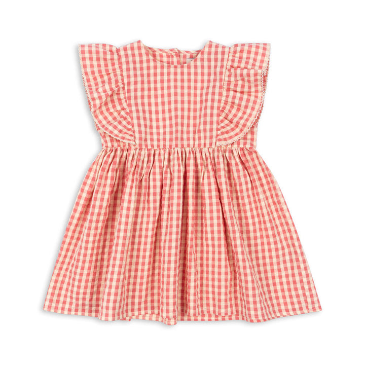Konges Sloejd Kids Kim Frill Dress Gots - Flamingo Plume Check