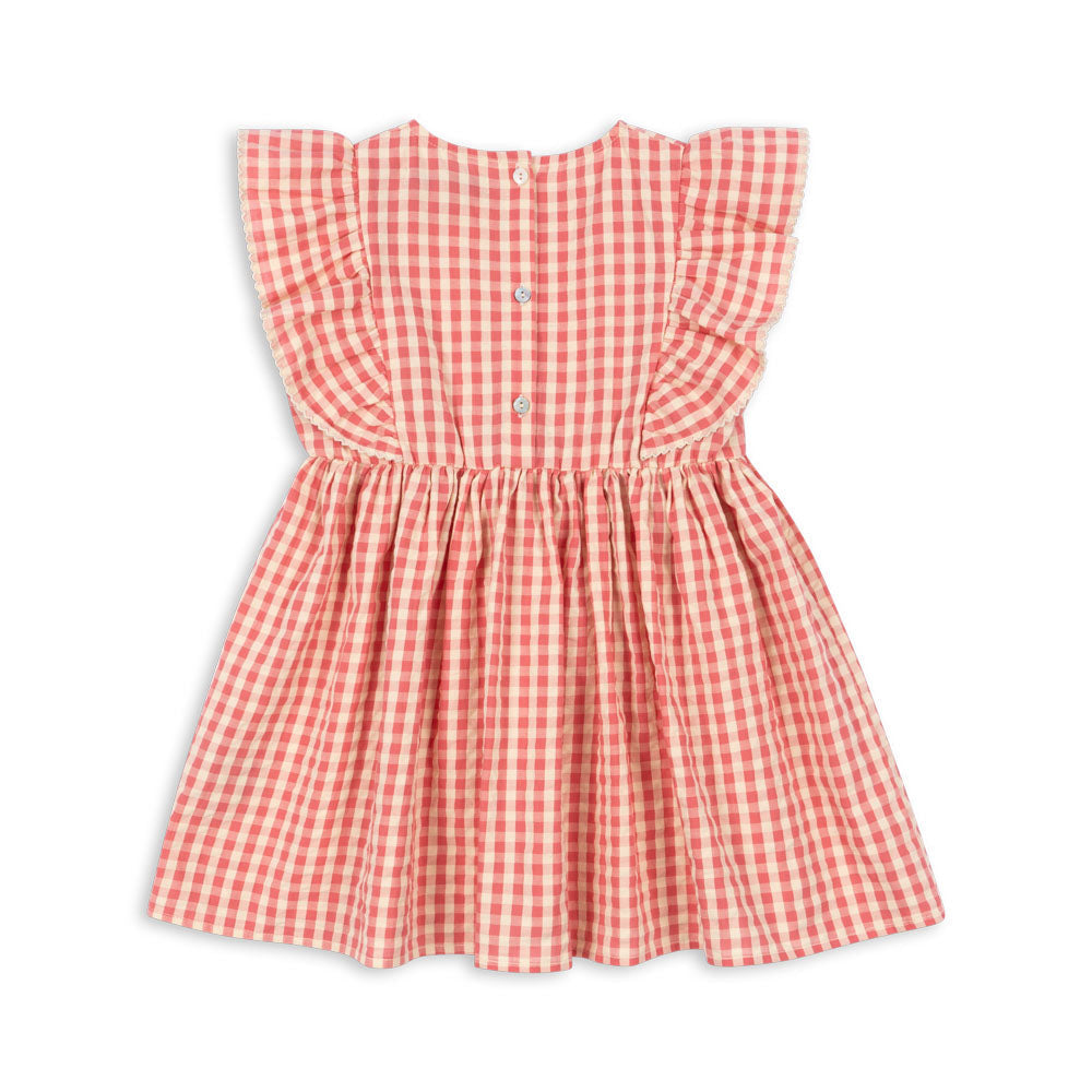 Konges Sloejd Kids Kim Frill Dress Gots - Flamingo Plume Check